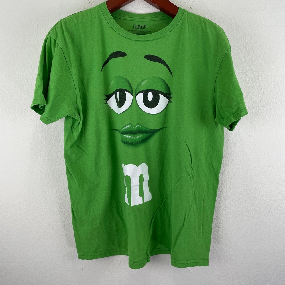 M&M's Green Character Graphic T-Shirt XL Green Cotton Short Sleeve Crewneck Tee